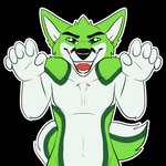 1:1 alpha_channel anthro black_eyebrows black_nose canid canine creepy digital_media_(artwork) eyebrows fidget_the_fox fox fur green_body green_eyes green_fur hair halloween holidays kwik_(artist) looking_at_viewer male mammal paws pivoted_ears simple_background smile smiling_at_viewer solo telegram telegram_sticker white_body white_fur