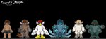 ambiguous_gender anthro bioluminescence black_background blonde_hair blue_body blue_hair brown_body brown_hair feathers fur glowing group hair multi_eye pants_only red_hair simple_background white_body puppetmaster13uwu changed_(video_game) microsoft minecraft mojang xbox_game_studios avian bird bovid bovine caprine cattle cave_spider chicken galliform gallus_(genus) glow_squid_(minecraft) human humanoid mammal phasianid sheep cel_shading hi_res shaded