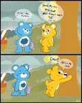 anthro anus blush butt duo male male/male text kippykat care_bears funshine_bear grumpy_bear bear mammal absurd_res comic english_text hi_res