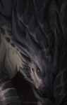 black_nose_horn black_sclera facial_horn feral grey_body grey_horn grey_scales horn male nose_horn scales solo white_body white_scales yellow_eyes jadedragoness mythology dragon mythological_creature mythological_scalie scalie