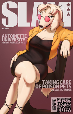 anthro biped black_clothing black_dress breasts clothed clothed_anthro clothed_female clothing crossed_legs dress eyewear female female_anthro floppy_ears fully_clothed fully_clothed_anthro fully_clothed_female fur glasses hair long_snout looking_at_viewer pose qr_code round_glasses short_hair snout solo text three-quarter_view tinted_glasses wearing_glasses white_body white_fur white_hair conditional_dnp sonokido michelle_kheang borzoi canid canine canis domestic_dog hunting_dog mammal sighthound 2025 absurd_res cover digital_drawing_(artwork) digital_media_(artwork) english_text hi_res magazine_cover portrait shaded soft_shading three-quarter_portrait