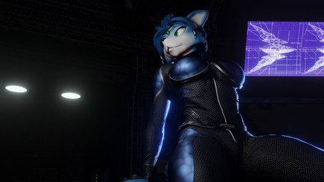 airwing anthro blue_body blue_ears blue_fur blue_hair blue_tail bodysuit clothing female fluffy fluffy_hair fluffy_tail fur green_eyes hair jewelry multicolored_body multicolored_ears multicolored_fur screen seductive silver_(metal) silver_jewelry sitting skinsuit solo spacesuit suit tail tight_clothing tribal tribal_jewelry white_body white_fur white_inner_ear whike warfaremachine_(modeler) nintendo star_fox krystal_(star_fox) warfare_krystal canid canine fox mammal 16:9 2020 3d_(artwork) digital_media_(artwork) hi_res widescreen