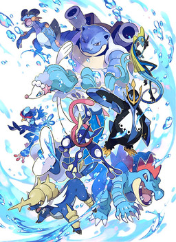 ambiguous_gender anthro beak black_body blue_body blue_eyes blue_hair claws eyelashes fangs feral gem grey_eyes group hair half-closed_eyes narrowed_eyes open_mouth orange_eyes pearl_(gem) simple_background split_form starfish_(accessory) tail teeth tongue water yellow_eyes kuromagnon nintendo pokemon aquatic asterozoan avian bird blastoise echinoderm empoleon feraligatr generation_1_pokemon generation_2_pokemon generation_3_pokemon generation_4_pokemon generation_5_pokemon generation_6_pokemon generation_7_pokemon generation_8_pokemon generation_9_pokemon greninja inteleon lizard penguin pokemon_(species) primarina quaquaval reptile samurott scalie starfish swampert 2025 hi_res
