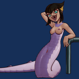 5_fingers apode areola bangs black_eyebrows black_hair blonde_hair breasts eyebrows eyelashes fangs female female_humanoid fingers forked_tongue genitals hair hand_behind_head humanoid_genitalia humanoid_vulva leaning_on_object legless looking_at_viewer medium_breasts multicolored_body multicolored_hair multicolored_scales nipples nude nude_female nude_humanoid open_mouth pink_areola pink_nipples pupils purple_body purple_scales scales serpentine simple_background slit_pupils solo split_form tan_body tan_skin teal_eyes teeth tongue tongue_out transparent_background two_tone_hair vulva white_body white_scales white_tongue spacechoochoo teenage_mutant_ninja_turtles teenage_mutant_ninja_turtles_(2012) karai animal_humanoid draconcopode humanoid lamia reptile reptile_humanoid scalie scalie_humanoid snake snake_humanoid 2023 alpha_channel