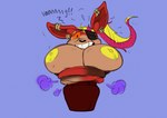 anthro breast_squeeze breasts cartoon_physics compression container female jar nipples non-mammal_nipples solo squeezing struggling struggling_to_fit suction hornier_nina nondelismell vevra_(la_ninya) unknown_species hi_res