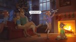 anthro anthrofied antlers background_sex bottomless bottomless_female bottomless_male breasts butt casual_exposure christmas_tree clothed clothing cloven_hooves crossed_legs detailed_background dialogue exhibitionism eyes_closed family feet female fireplace fur furniture group hand_on_shoulder holidays hooves horn husband_and_wife inside larger_male legwear living_room male markings married_couple muscular muscular_male night nipple_outline on_ground on_sofa one_leg_up plant playing raised_leg ring sitting size_difference smaller_female smile sofa speech_bubble spots spotted_body spotted_fur stockings tail text toes toy toy_plane tree underhoof window young young_anthro zaush bambi_(film) christmas disney bambi faline_(bambi) mena_(bambi) ronno the_great_prince_of_the_forest deer mammal mule_deer new_world_deer 2022 2023 absurd_res digital_drawing_(artwork) digital_media_(artwork) english_text hi_res watermark father_(lore) father_and_child_(lore) father_and_son_(lore) parent_(lore) parent_and_child_(lore) parent_and_son_(lore) son_(lore)