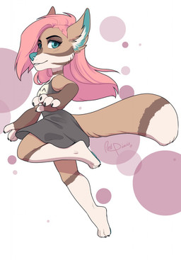 anthro chibi clothed clothing female looking_at_viewer simple_background smile solo redpixie canid canine mammal 2017 hi_res
