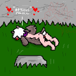 animal_genitalia anthro blush bodily_fluids cloaca cute_fangs fangs female genitals lying masturbation nature on_front shortstack shortstack_female solo sweat teeth miss_sex samantha_(modified) ambiguous_species animated digital_media_(artwork) hi_res pixel_(artwork) pixel_animation