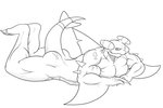 3:2 anthro butt fish garchomp generation_4_pokemon lying male marine monochrome muscular muscular_male nintendo pique_raj pokemon pokemon_(species) shark solo