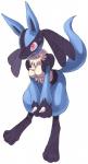 anthro black_body black_fur blue_body blue_fur blush breasts featureless_breasts female fur kemono red_eyes solo tail yellow_body yellow_fur oyatsu nintendo pokemon canid canine generation_4_pokemon lucario mammal pokemon_(species) hi_res