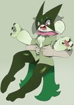 ambiguous_gender anthro breasts claws disembodied_hand duo fangs female fur green_body green_fur green_hair hair open_mouth pawpads paws pink_eyes questionable_consent simple_background small_breasts teeth tongue waist_grab andramaxy nintendo pokemon felid feline generation_9_pokemon human mammal meowscarada pokemon_(species) 2025 absurd_res hi_res