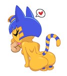 2024 aliasing animal_crossing ankha_(animal_crossing) anthro anthro_penetrated balls bangs big_butt blue_ears blue_hair blue_pawpads bob_cut breasts butt digital_drawing_(artwork) digital_media_(artwork) disembodied_penis domestic_cat drawpile_(artwork) duo eyelashes eyes_closed felid feline felis fellatio female female_on_human female_penetrated fur genitals goopbloop hair hand_on_penis heart_symbol human human_on_anthro human_penetrating human_penetrating_anthro human_penetrating_female interspecies kneeling_oral_position licking low_res male male/female male_penetrating male_penetrating_anthro male_penetrating_female mammal markings nintendo nude oral oral_penetration pawpads penetration penile penis penis_in_mouth penis_lick pink_tongue portrait raised_tail rear_view sex side_boob simple_background solo_focus striped_markings striped_tail stripes tail tail_markings tan_balls tan_penis tongue tongue_out tongue_out_blowjob uraeus white_background yellow_body yellow_face yellow_fur