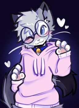 accessory anthro bell bell_collar blue_collar blue_eyes blush clothed clothing collar dipstick_ears dipstick_fingers dipstick_tail ear_markings femboy fur gold_bell grey_body hair heart_symbol hoodie looking_at_viewer male markings multicolored_ears one_eye_closed oversized_clothing oversized_topwear pawpads paws pink_clothing pink_hoodie pink_nose pink_topwear simple_background smile solo tail tail_markings topwear whiskers wink winking_at_viewer nept0onz nixuelle domestic_cat egyptian_mau felid feline felis mammal 2025 digital_media_(artwork) half-length_portrait portrait