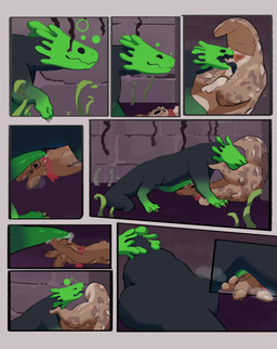 against_surface against_wall anal anthro balls black_body black_butt bodily_fluids brown_body butt camo camo_print detailed_background dripping duo erection eyewear facesitting feral genital_fluids genitals glasses licking lying male male/male male_rimming_male musk on_back oral precum precum_drip red_scarf rimming scarf sex sitting sitting_on_another size_difference tail tongue cocofish rain_world videocult chip_(remycuga) green_lizard_(rain_world) lizard_(rain_world) slugcat absurd_res comic hi_res