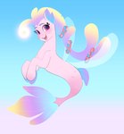 bioluminescence female feral glowing jewelry open_mouth open_smile pink_body purple_eyes smile solo aztrial hasbro mlp_g5 my_little_pony destiny_(mlp) fish hybrid marine seahorse syngnathid syngnathiform absurd_res hi_res