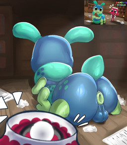 antennae_(anatomy) anthro anus balls bodily_fluids bookworm dewlap_(anatomy) duo female freckles genitals male simple_background solo sweat tail punishedtooner blushcrunch_studio dandy's_world roblox brightney_(dandy's_world) squirm_(dandy's_world) arthropod caterpillar insect larva taur toon_(dandy's_world) 2026 digital_media_(artwork) hi_res