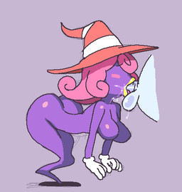 balls big_butt breasts butt clothing duo fellatio female genitals gloves hair handwear hat headgear headwear legless male male/female mostly_nude not_furry oral penile penis pink_hair purple_body sex shadow simple_background white_clothing white_gloves white_handwear noill mario_bros nintendo paper_mario vivian_(mario) ghost humanoid shadow_siren spirit digital_media_(artwork) low_res