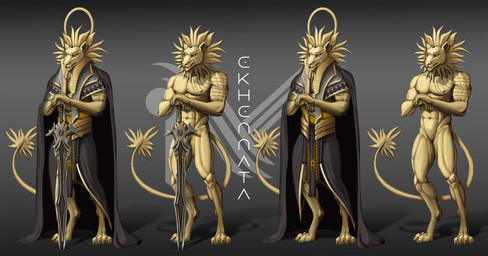 abs anthro bodypaint cape clothing crown digitigrade face_paint gold_(metal) gold_body gold_jewelry headdress headgear jewelry male markings melee_weapon muscular muscular_male nipples pecs pharaoh robe royalty scar solo sword tail tail_tuft tuft weapon yellow_eyes reterion egyptian_mythology load_(reterion) middle_eastern_mythology mythology ekhennata felid ketavi_(load) lion mammal pantherine absurd_res hi_res model_sheet