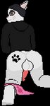 anthro balls beanie blush butt clothing footprint genitals hat headgear headwear hoodie jumper male panties pawprint presenting presenting_hindquarters solo topwear underwear someguyoftheweb d3f4ul7 felid feline mammal alpha_channel digital_media_(artwork) hi_res pixel_(artwork)