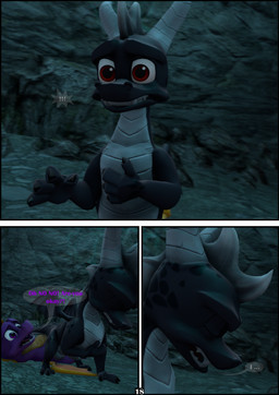 balls clenched_teeth dark_balls dark_body dark_penis dialogue erection feral genitals hand_on_chest heart_attack horn male male/male penis purple_body purple_eyes red_eyes sitting sitting_on_another sitting_on_chest solo_focus tail teeth text wings worried yellow_body drakeledragon activision mythology spyro_the_dragon dark_spyro spyro dragon mythological_creature mythological_scalie scalie 3d_(artwork) absurd_res comic digital_media_(artwork) english_text hi_res source_filmmaker_(artwork)