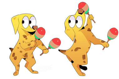 ambiguous_gender banana brown_markings dancing emoji eyes_emoji feral food fruit holding_maraca holding_musical_instrument holding_object looking_aside maraca markings musical_instrument noticing percussion_instrument plant simple_background solo spots spotted_body standing white_background yellow_body valkenite epic_games fortnite peels_(fortnite) canid canine canis domestic_dog elemental_creature flora_fauna food_creature living_fruit mammal hi_res meme