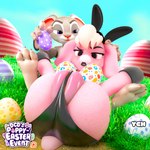 bald butt camel_toe duo egg female female/female feral floppy_ears genitals holidays pinned plump_camel_toe plump_labia pussy smile spreading dcd disney easter zootopia judy_hopps canid canine canis domestic_dog european_rabbit lagomorph leporid mammal oryctolagus rabbit 1:1 3d_(artwork) character_request digital_media_(artwork)