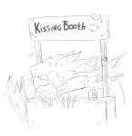 booth booth_(structure) claws container heart_symbol jar kissing_booth solo tip_jar tipping vendor_stand morthern monster monochrome sketch