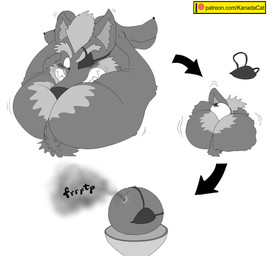 angry anus blush butt eye_patch eyebrows eyewear fangs fart fart_fetish fur patreon_logo sharp_teeth shrinking size_transformation sound_effects teeth text transformation kanada nintendo patreon star_fox wolf_o'donnell canid canine canis mammal wolf 2020 absurd_res greyscale hi_res monochrome url