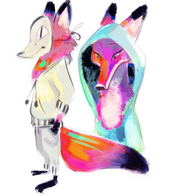 ambiguous_gender animal_mask anthro black_body black_fur blue_eyes clothing color_fur fox_mask fur green_body green_eyes green_fur grey_body grey_fur hood hood_up mask orange_body orange_fur purple_body purple_fur red_body red_fur simple_background solo white_background white_body white_fur yellow_body yellow_fur fearmywaffles disney zootopia nick_wilde canid canine fox mammal red_fox true_fox hi_res source_request