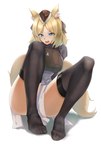 5_toes blonde_hair blue_eyes breasts clothing feet female fluffy fluffy_tail fur hair hat headgear headwear inner_ear_fluff legwear long_hair looking_at_viewer open_mouth smile solo tail thigh_highs toes tuft white_body white_fur shocklam arknights hypergryph studio_montagne whislash_(arknights) animal_humanoid equid equid_humanoid humanoid mammal mammal_humanoid 2020 absurd_res hi_res