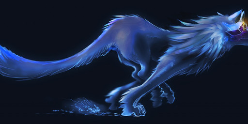 ambiguous_gender arm_tuft back_tuft black_background blue_body blue_ears blue_fur blue_tail feral fur neck_tuft obscured_eyes quadruped running shoulder_tuft side_view simple_background solo tail tuft yookie canid canine canis mammal wolf 2015 dated signature