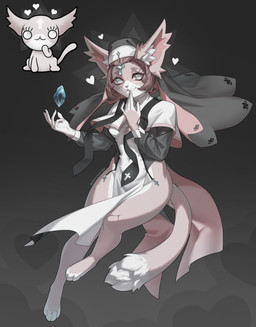 anthro anthrofied barefoot big_ears black_clothing breasts christian_cross christian_symbol clothed clothing countershading cross cross_pendant dipstick_tail eyelashes feet female female_anthro forearms fully_clothed fur hair headgear headwear heart_clothing heart_cutout heart_symbol hindpaw inner_ear_fluff levitating looking_at_viewer markings medium_breasts multicolored_clothing navel_outline nun_outfit paws pelvic_curtain pink_body pink_fur pink_hair raised_forearm religion religious_symbol simple_background solo tail tail_markings tail_tuft text thick_thighs tuft white_body white_clothing white_countershading white_eyes white_inner_ear_fluff white_tail_tip zeminachan christianity mewgenics marshmallow_(mewgenics) domestic_cat felid feline felis mammal 2026 absurd_res artist_name colored digital_drawing_(artwork) digital_media_(artwork) full-length_portrait hi_res portrait shaded signature