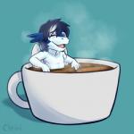 anthro beverage chibi coffee container cup happy male smile solo nameless00 mythology clei dragon mythological_creature mythological_scalie scalie windragon 1:1