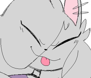 anthro black_nose close-up clothing ear_piercing ear_ring eye_through_hair eyelashes eyelashes_through_hair eyes_closed female fur grey_body grey_ears grey_fur grey_hair hair hair_over_eye mouth_through_hair piercing pink_inner_ear purple_clothing purple_topwear ring_piercing solo tongue tongue_out topwear translucent translucent_hair maddeku elisa_(maddeku) fancy_rat mammal murid murine rat rodent 2025 aliasing digital_media_(artwork) flat_colors