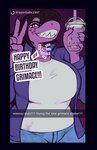 anthro brown_hair clothed clothing female gesture hair hand_gesture looking_at_viewer purple_body purple_eyes smile smiling_at_viewer solo text v_sign latchk3y deltarune grimace_shake mcdonald's undertale_(series) susie_(deltarune) reptile scalie 2023 english_text hi_res meme