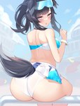 big_butt black_hair bottomwear breasts butt clothing female hair looking_at_viewer looking_back looking_back_at_viewer panties skirt solo underwear kuavera blue_archive hibiki_nekozuka animal_humanoid canid canid_humanoid canine canine_humanoid dog_humanoid humanoid mammal mammal_humanoid hi_res