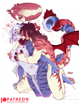 abdominal_bulge anthro anthro_on_anthro anthro_penetrated anthro_penetrating anthro_penetrating_anthro areola arm_tuft big_breasts bite blood blood_drip blood_in_mouth bodily_fluids breasts claw_marks claws crying crying_while_penetrated cum cum_drip cum_from_vagina cum_in_uterus cum_in_vagina cum_inside cum_leaking_out cum_pouring_out cumshot cutaway cute_fangs dialogue dominant dominant_male drinking drinking_blood dripping dripping_vulva duo ejaculation elbow_tuft entwined_tails explicitly_stated_nonconsent eyebrow_through_hair eyebrows eyelashes fangs female female_penetrated forced fucked_silly fur genital_fluids genitals glans hair hand_on_breast heart_symbol impregnation_risk inner_ear_fluff internal internal_vaginal leaking leaking_cum leaking_vagina looking_pleasured male male/female male_dominating_female male_penetrating male_penetrating_female moan navel neck_bite nipples pawpads paws penetration penile penile_penetration penis penis_in_vagina plap question_mark rape rough_sex scratches sex shoulder_bite shoulder_tuft simple_background striped_body striped_fur stripes submissive submissive_female tail tail_coil tears teeth text tongue translucent translucent_hair tuft unwanted_cum_inside unwanted_cumshot unwanted_ejaculation uterus vaginal vaginal_fluids vaginal_penetration vein veiny_penis white_background wings wounded swaybat margit_upfarvis_(grimsound99) valintine_(swaybat) felid feline mammal vampire english_description english_text hi_res