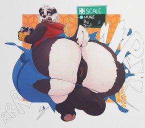 anthro anus balls big_balls big_butt black_body black_nose blue_eyes blush bottomwear butt clothing controller game_controller genitals huge_butt hyper hyper_butt male pants slightly_chubby solo surprised white_body ryhaal bradley_the_badger_(game) bradley_(bradley_the_badger) badger mammal mustelid musteline 2025 hi_res