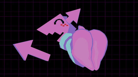 ambiguous_anthro ambiguous_gender anthro big_butt blue_clothing blush blush_lines bouncing_butt butt clothing directional_arrow eyes_closed floating open_mouth open_smile pink_body presenting presenting_hindquarters short_tail simple_background smile solo tail pookypalace deltarune undertale_(series) darkner virovirokun 3d_(artwork) 3d_animation animated blender_(artwork) cel_shading digital_media_(artwork) hi_res no_sound shaded short_playtime video