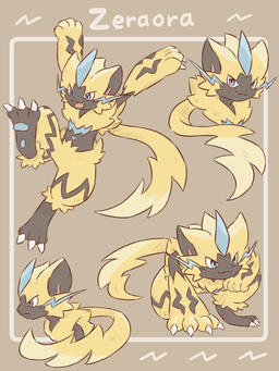 ambiguous_gender anthro blue_eyes claws fangs featureless_crotch fur looking_at_viewer open_mouth pawpads simple_background solo teeth text tongue whiskers yellow_body yellow_fur nekogyo122 nintendo pokemon felid feline generation_7_pokemon legendary_pokemon mammal pokemon_(species) zeraora 2023 3:4 absurd_res english_text hi_res