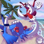 beach belly fur fusion overweight pawpads paws pokemon_fusion slightly_chubby tail wings hyperchibiabsol nintendo pokemon avian generation_2_pokemon generation_3_pokemon hybrid latias latios legendary_pokemon lugia pokemon_(species) 1:1 absurd_res hi_res