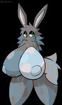 anthro big_breasts big_butt breasts butt female fur grey_body grey_fur huge_breasts huge_butt hyper hyper_breasts solo wet wet_body wet_fur kifirelava yeimi_yanmegar canid canine fox hybrid lagomorph leporid mammal rabbit absurd_res alpha_channel hi_res