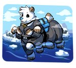 backpack clothing collar detailed_background female humor ice jumpsuit multi_arm multi_leg multi_limb outside pun solo visual_pun water baronflint becquerel_(timidauxiliator) bear mammal polar_bear taur ursine