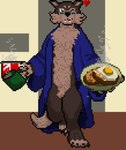 animal_genitalia animal_penis breakfast canine_genitalia canine_penis clothing coffee_mug eyewear genitals glasses penis robe robe_only solo burgundy_wolf burgundy_wolf_(character) canid canine canis mammal wolf digital_media_(artwork) pixel_(artwork) nonbinary_(lore)