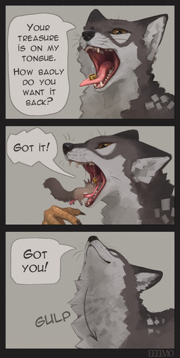 ambiguous_feral ambiguous_gender bodily_fluids claws dialogue drooling duo feral fur gold_(metal) gold_jewelry gold_ring imminent_vore jewelry male markings mouth_shot object_in_mouth open_mouth oral_vore paws predator/prey ring ring_(jewelry) saliva saliva_on_tongue saliva_string scutes simple_background size_difference size_play soft_vore solo speech_bubble swallowing tail teeth text throat tongue tongue_out vore whisker_spots whiskers eeeevio mythology ody_(eeeevio) rauron canid canine enfield hybrid mammal mythological_creature rodent sciurid tree_squirrel absurd_res comic digital_drawing_(artwork) digital_media_(artwork) english_text hi_res portrait shaded male_(lore)
