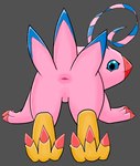 animal_genitalia anthro anus beak butt claws cloaca feathers feet female genitals presenting presenting_hindquarters solo teasing bode_fuceta bandai_namco digimon avian bird biyomon digimon_(species)