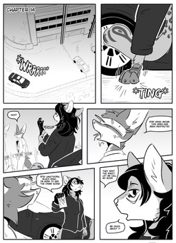 ambiguous_gender anthro car clothed clothing dialogue female gloves group handwear mask outside prosthetic prosthetic_leg prosthetic_limb simple_background speech_bubble text vehicle kifyun2 rita_(undying_void) canid canine felid fox mammal pantherine snow_leopard absurd_res black_and_white comic english_text hi_res monochrome