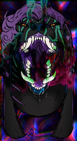ambiguous_gender bared_teeth bodily_fluids drooling gaping_mouth mawplay mouth_shot no_tongue open_mouth questionable_consent saliva saliva_string smog smoke smoke_cloud smoke_from_mouth smoke_from_nose solo teeth teeth_showing tusks vore yonnixart deziyonix_(yonnixart) shigarshil absurd_res hi_res nonbinary_(lore)