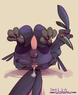 after_sex anthro anus avian_feet balls black_body bodily_fluids butt cum cum_inside feathers genital_fluids genitals hand_on_butt iridescent leaking_cum penis spread_anus spread_butt spreading tapering_penis yellow_eyes impwolsniw winslow_(impwolsniw) avian bird grackle great-tailed_grackle icterid oscine passerine absurd_res hi_res