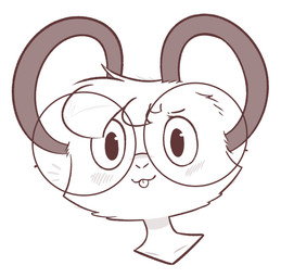 ambiguous_gender anthro big_glasses blush blush_lines buckteeth emanata eyewear fur glasses hair looking_at_viewer nerd simple_background solo teeth theartmanor molte mammal mouse murid murine rodent 2025 hi_res monochrome female_(lore)